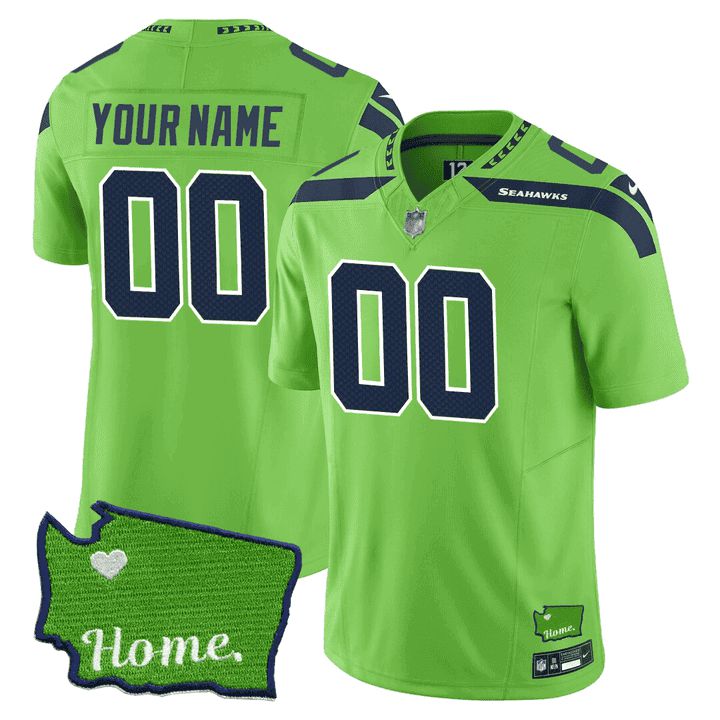 Men Seattle Seahawks Green 2024 Nike Washington Home Patch Custom NFL Jersey